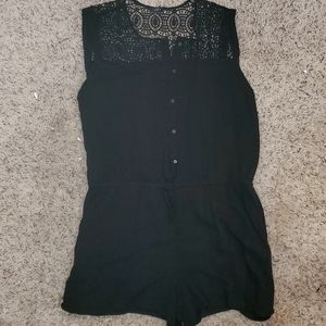 Black lace Loft romper shorts with pockets